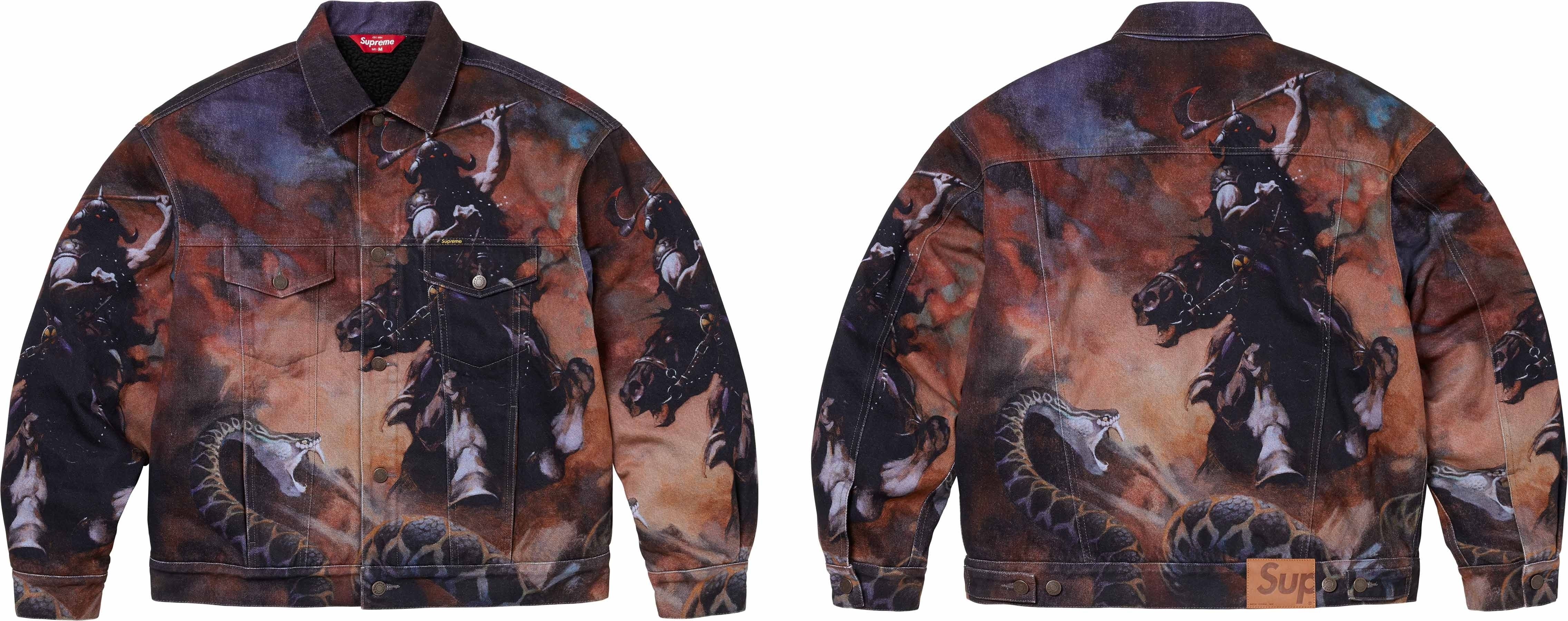 Supreme/Frank Frazetta Faux Shearling Lined Trucker Jacket